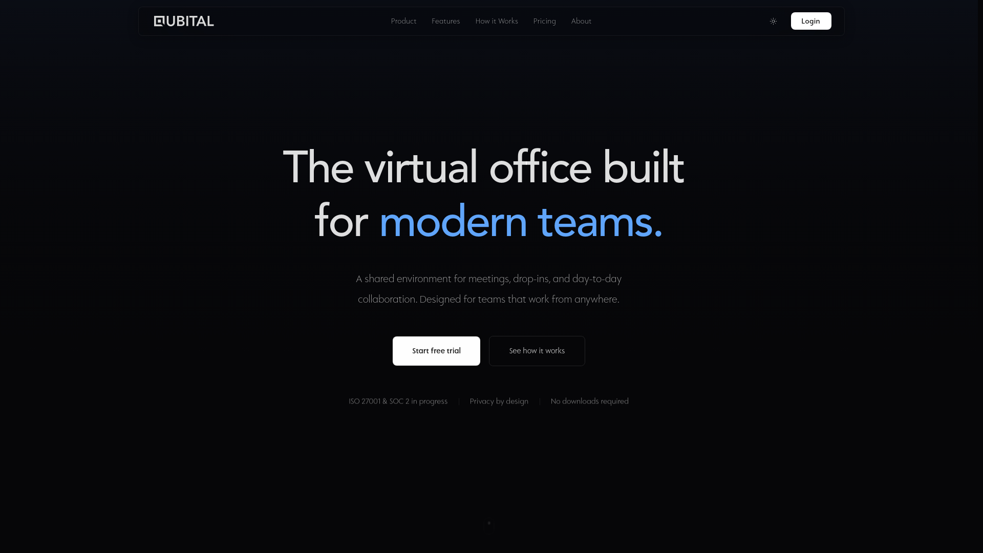 website screenshot of https://testsite.qubital.space