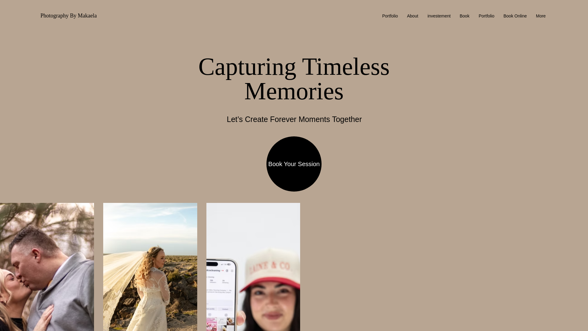 website screenshot of https://photographybymakaela.com/