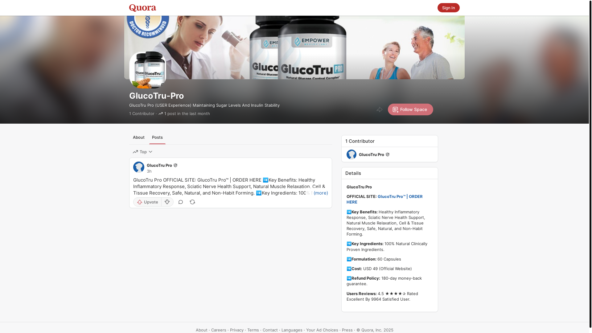 website screenshot of https://glucotrupro.quora.com/