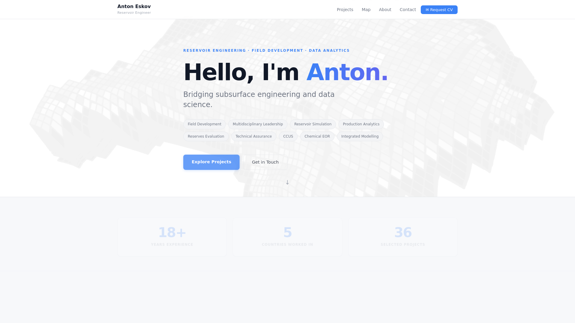 website screenshot of https://antoneskov.com