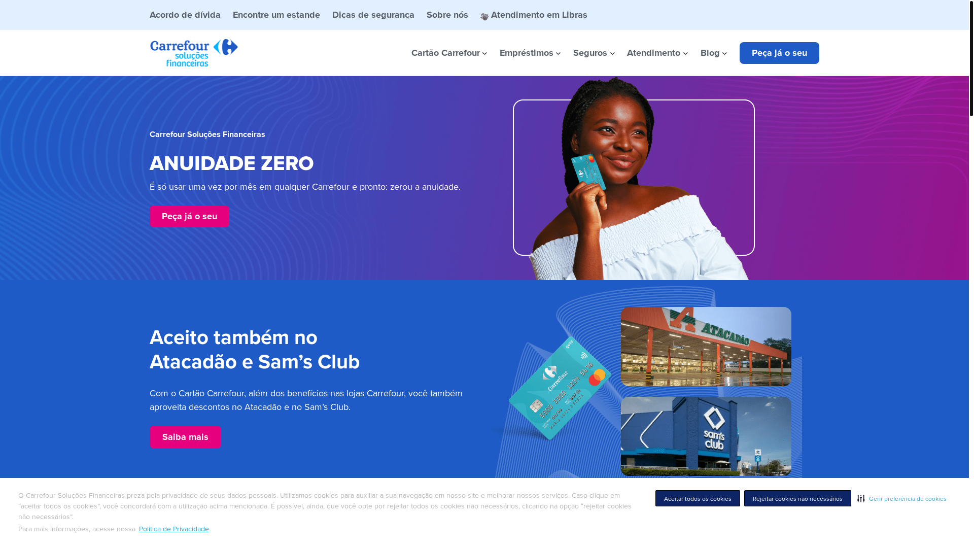 website screenshot of https://seguroscarrefour.com.br/