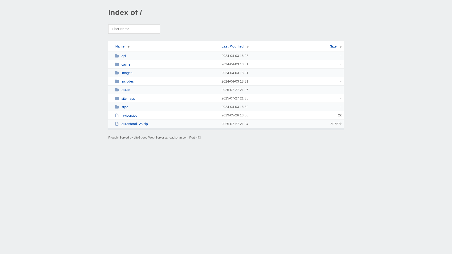 website screenshot of https://readkoran.com/