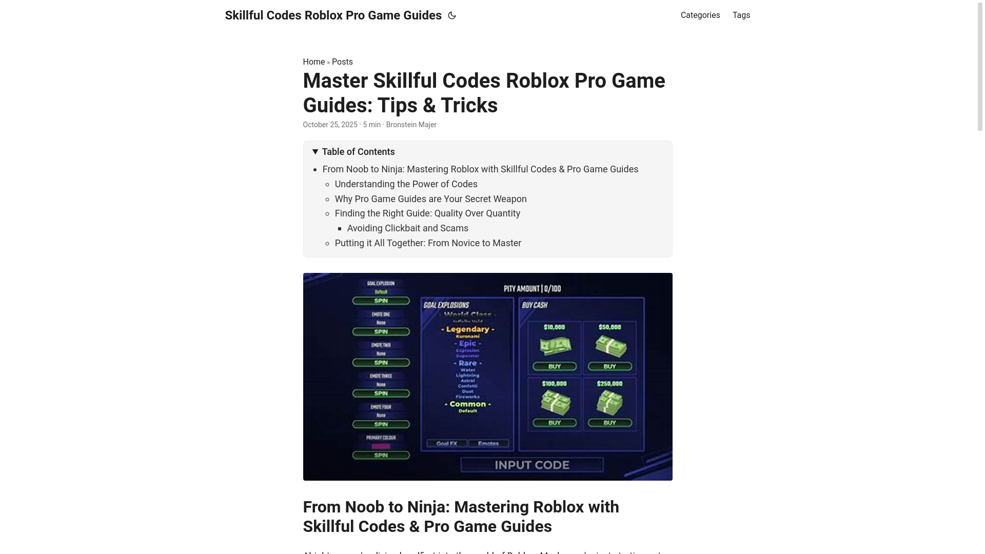 website screenshot of https://skillful-codes-roblox-pro-game-guides.pages.dev/