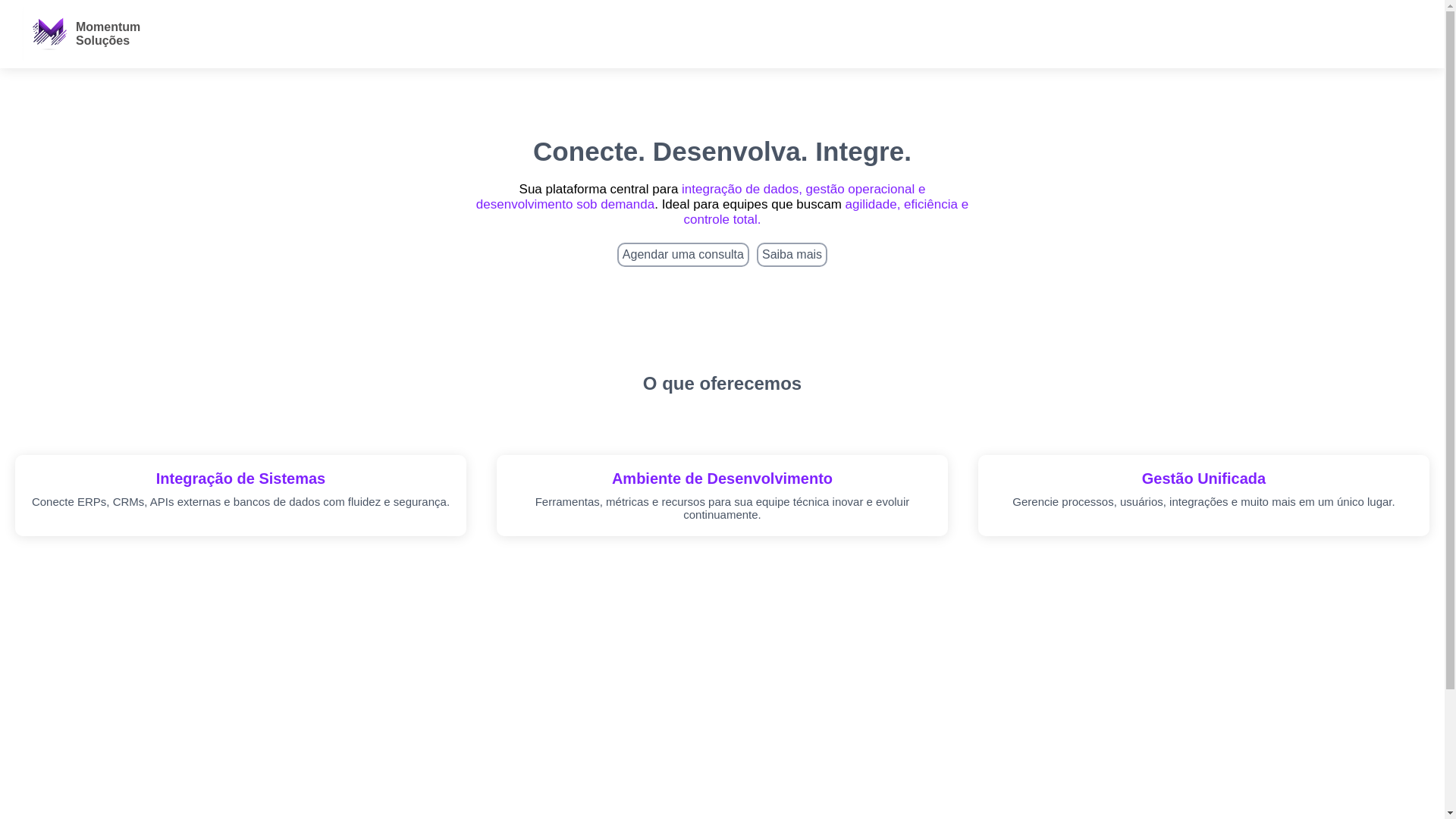 website screenshot of https://momentumsolucoes.com.br/