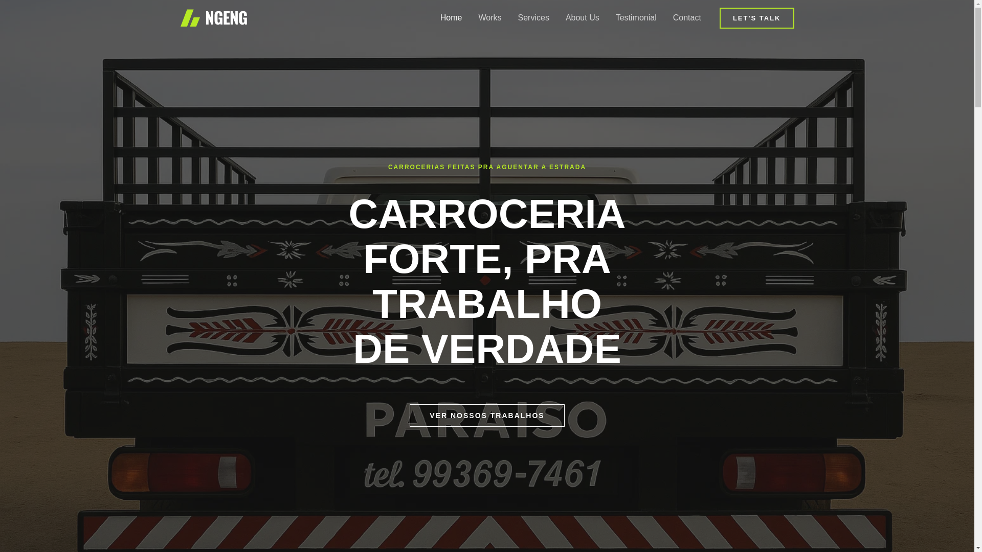 website screenshot of https://carroceriasparaiso.com.br/