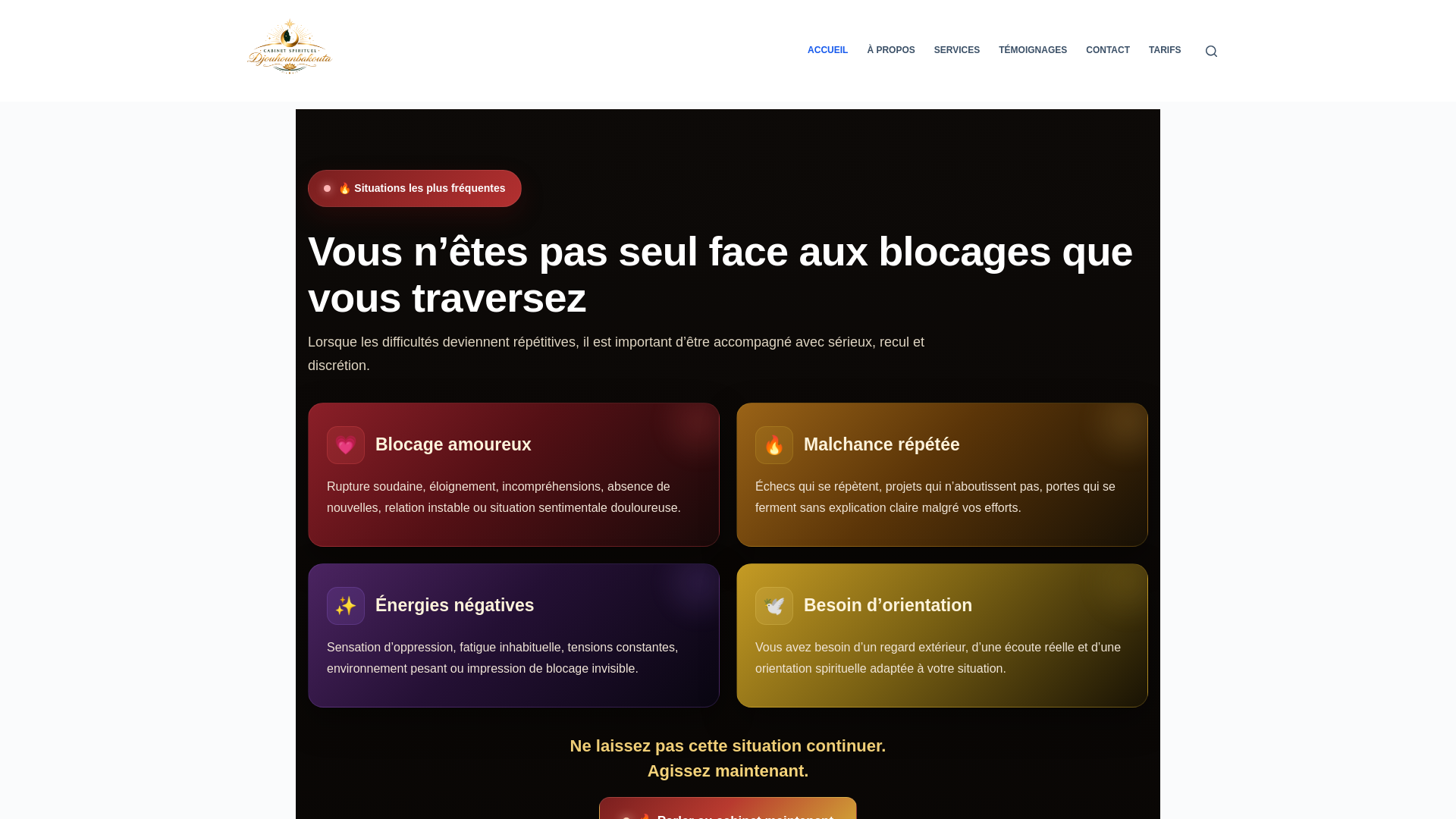 website screenshot of https://cabinetspiritueldjouhounbakouta.com/