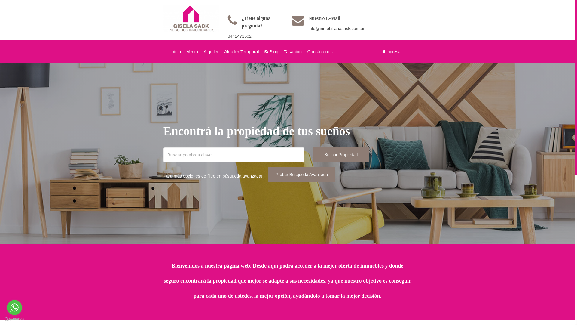website screenshot of https://inmobiliariasack.com.ar/