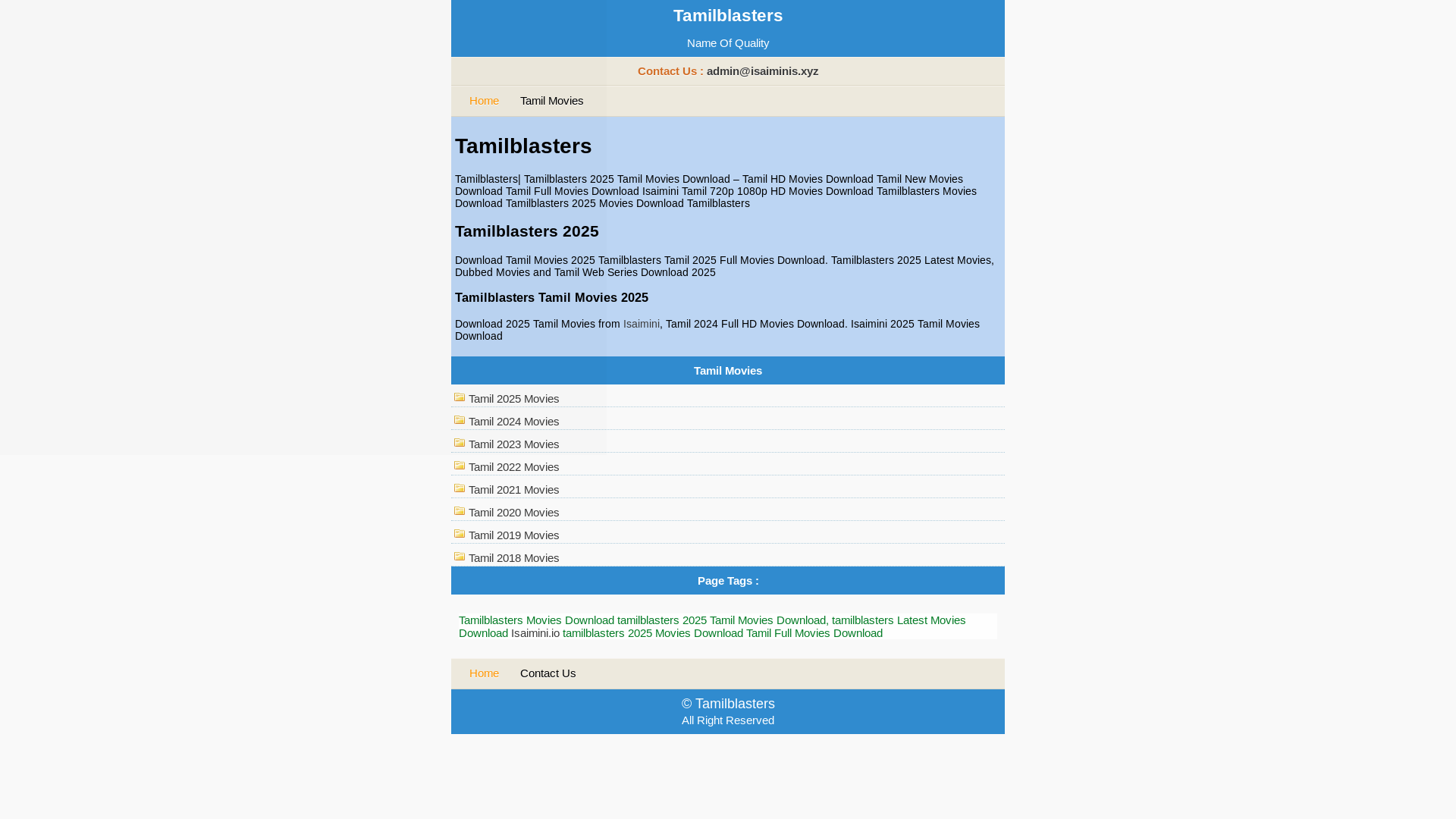 website screenshot of https://tamilblasters.org.in/