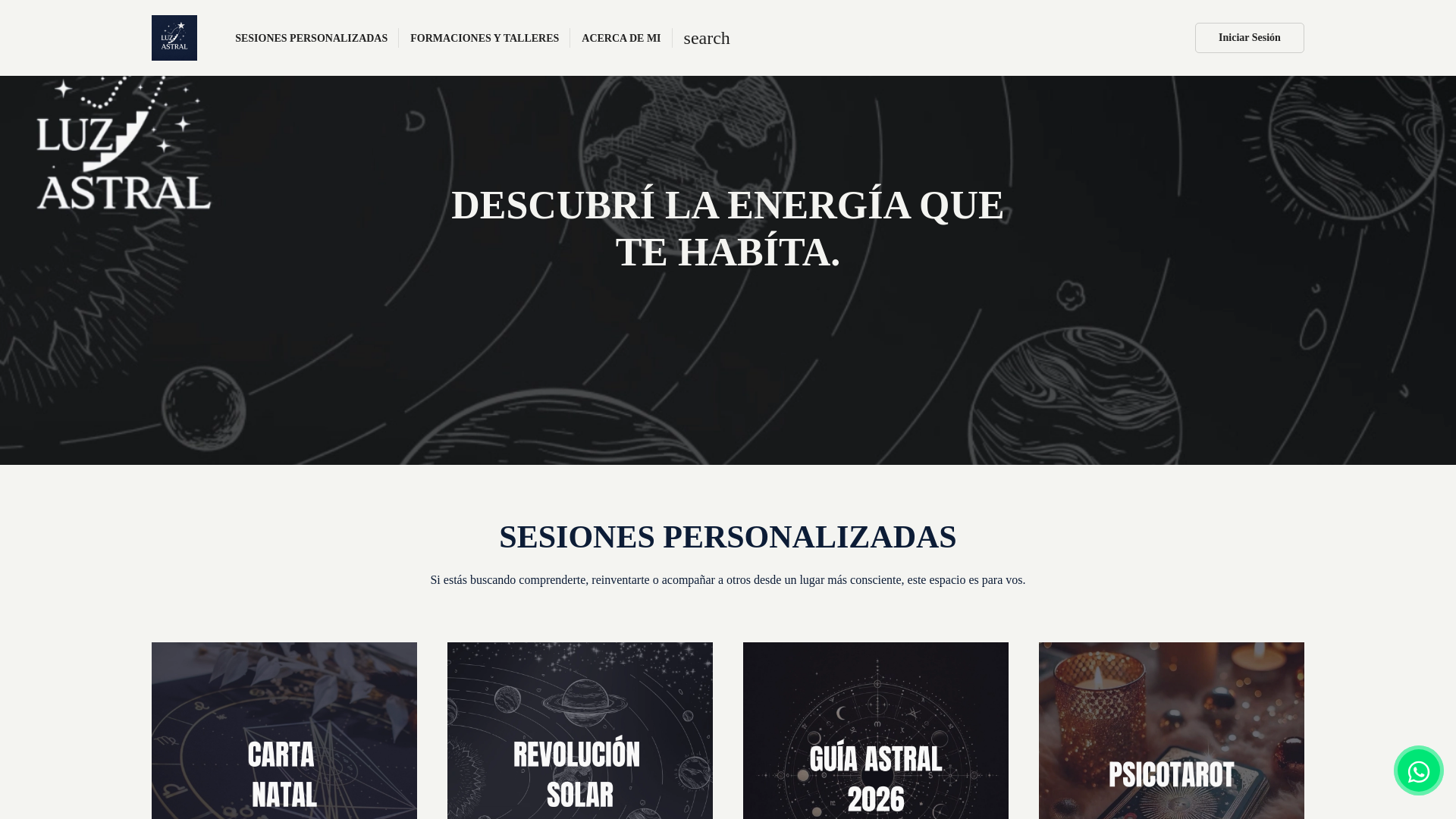 website screenshot of https://soyluzastral.com.ar