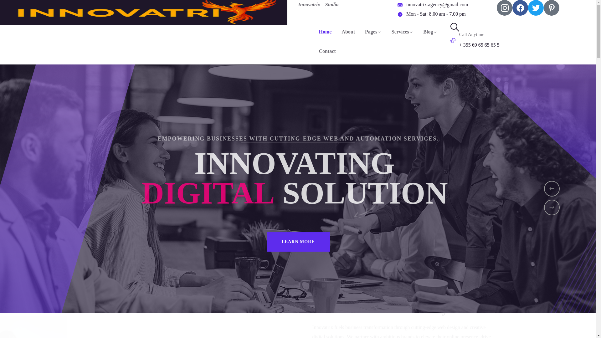 website screenshot of https://innovatrixagency.com/