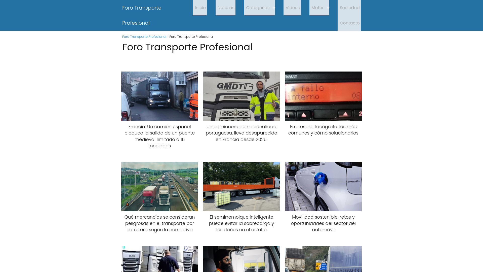 website screenshot of https://forotransporteprofesional.es