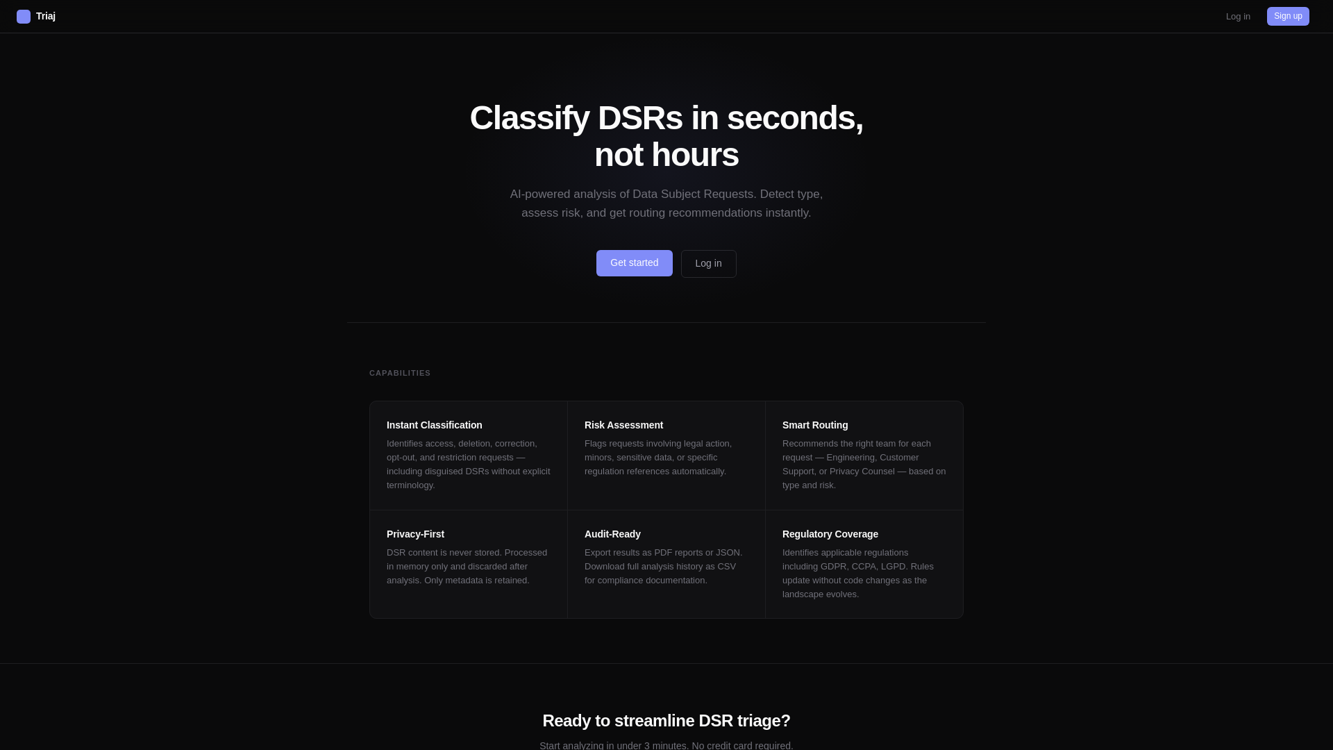 website screenshot of https://usetriaj.ai