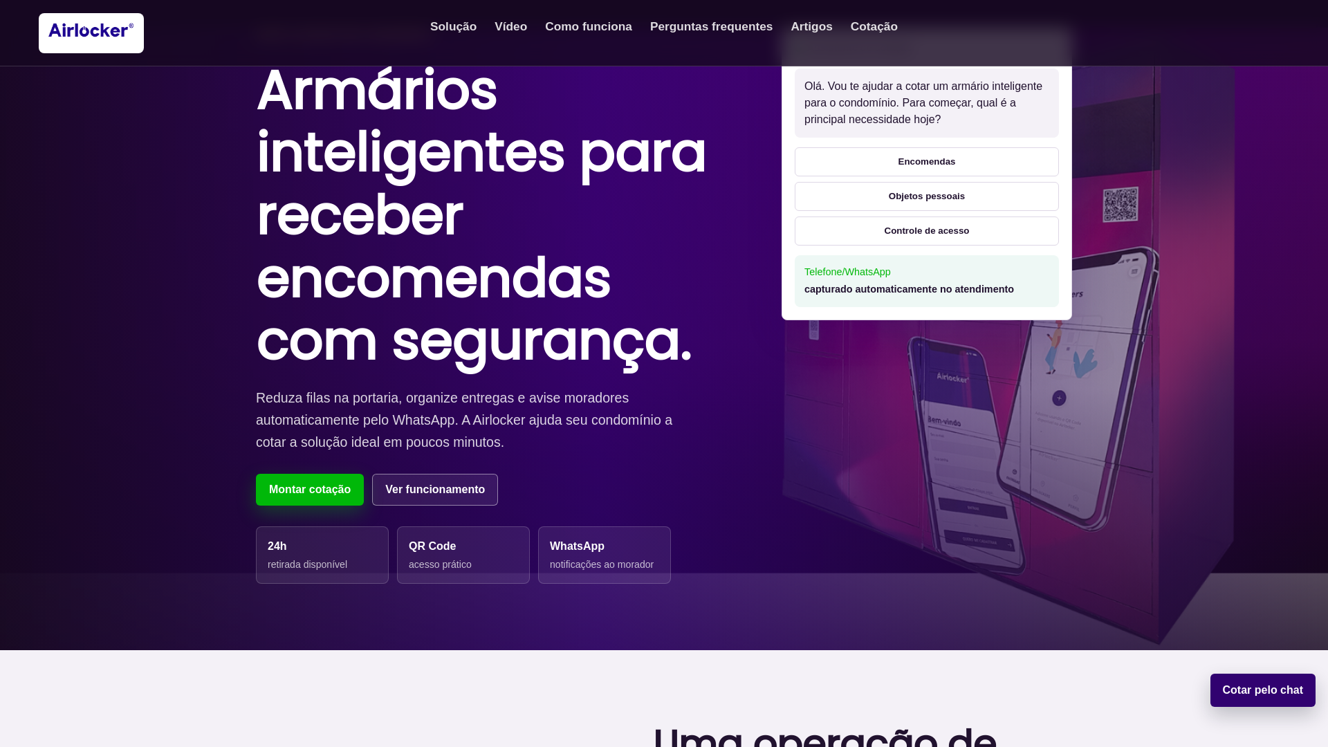 website screenshot of https://franqueadoairlockersp.com.br/