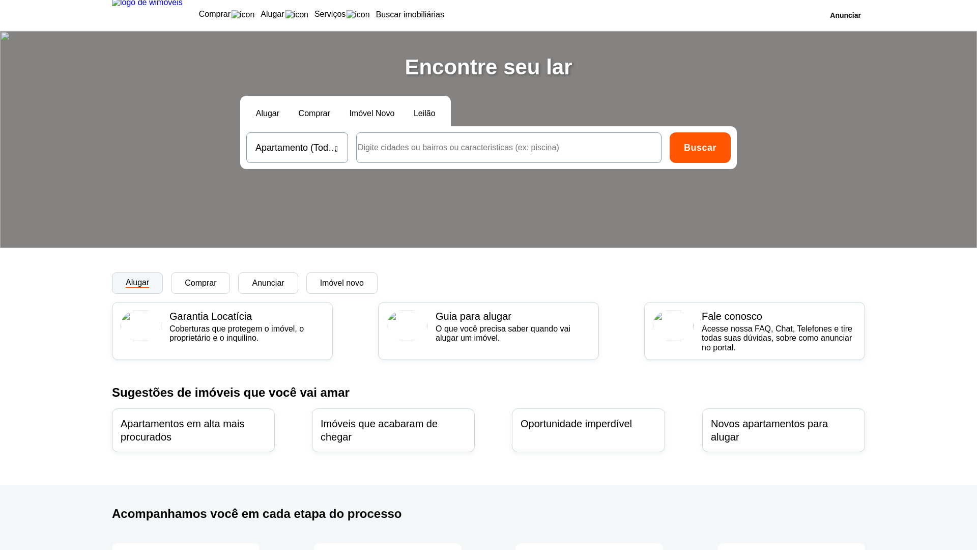 website screenshot of https://www.wimoveis.com.br