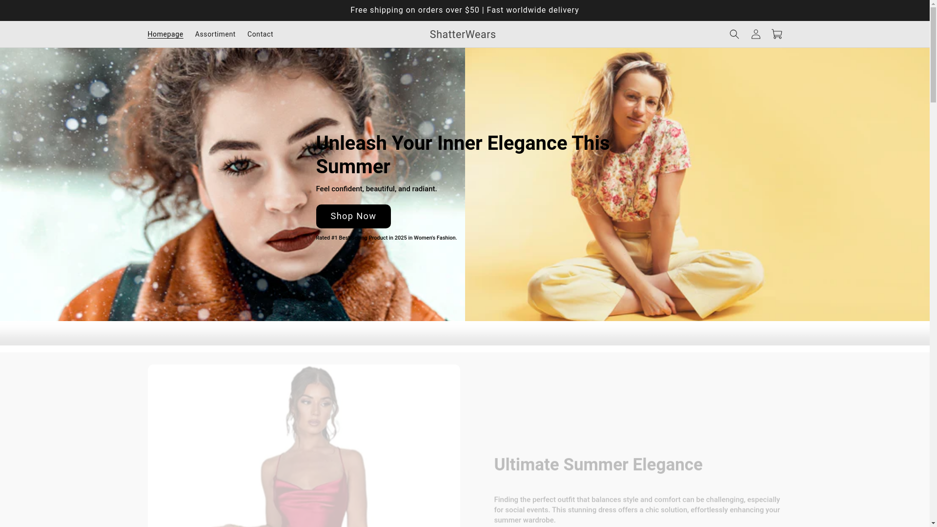 website screenshot of https://shatterwears.com/