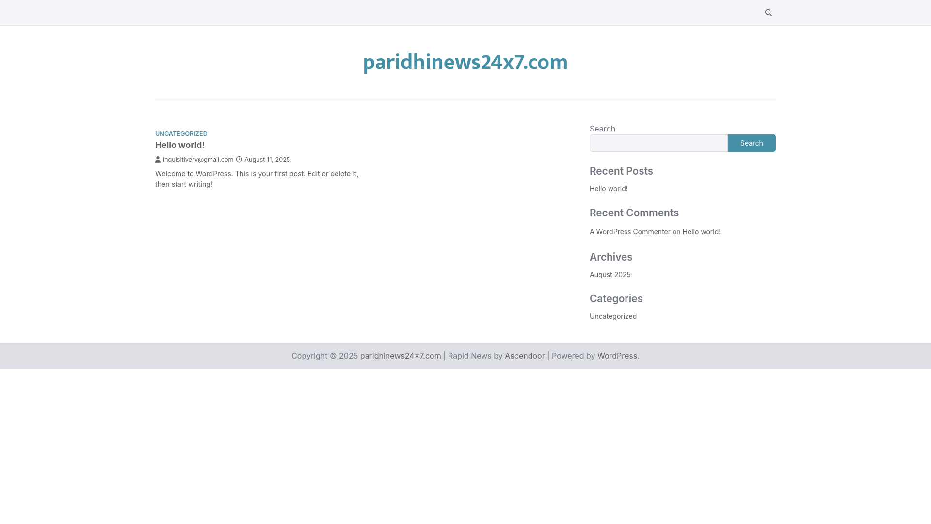 website screenshot of https://paridhinews24x7.com/