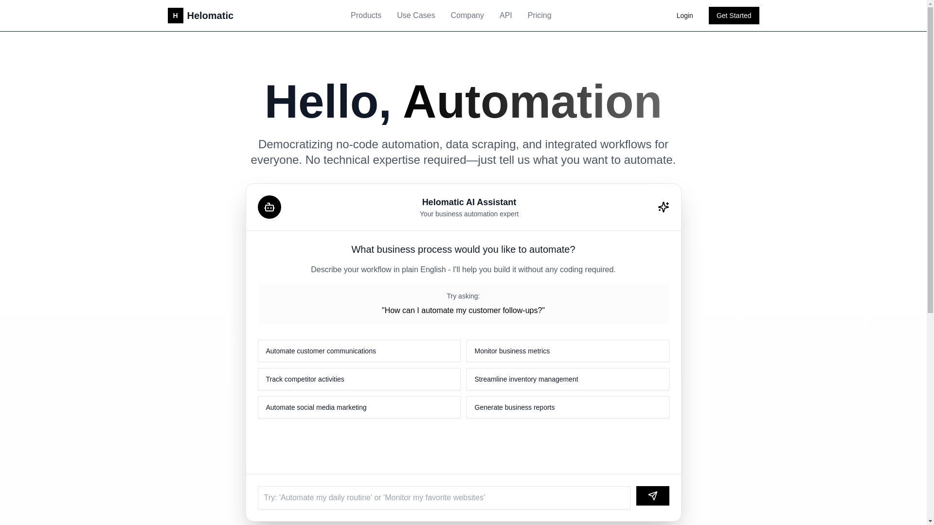 website screenshot of https://helomatic.pages.dev/