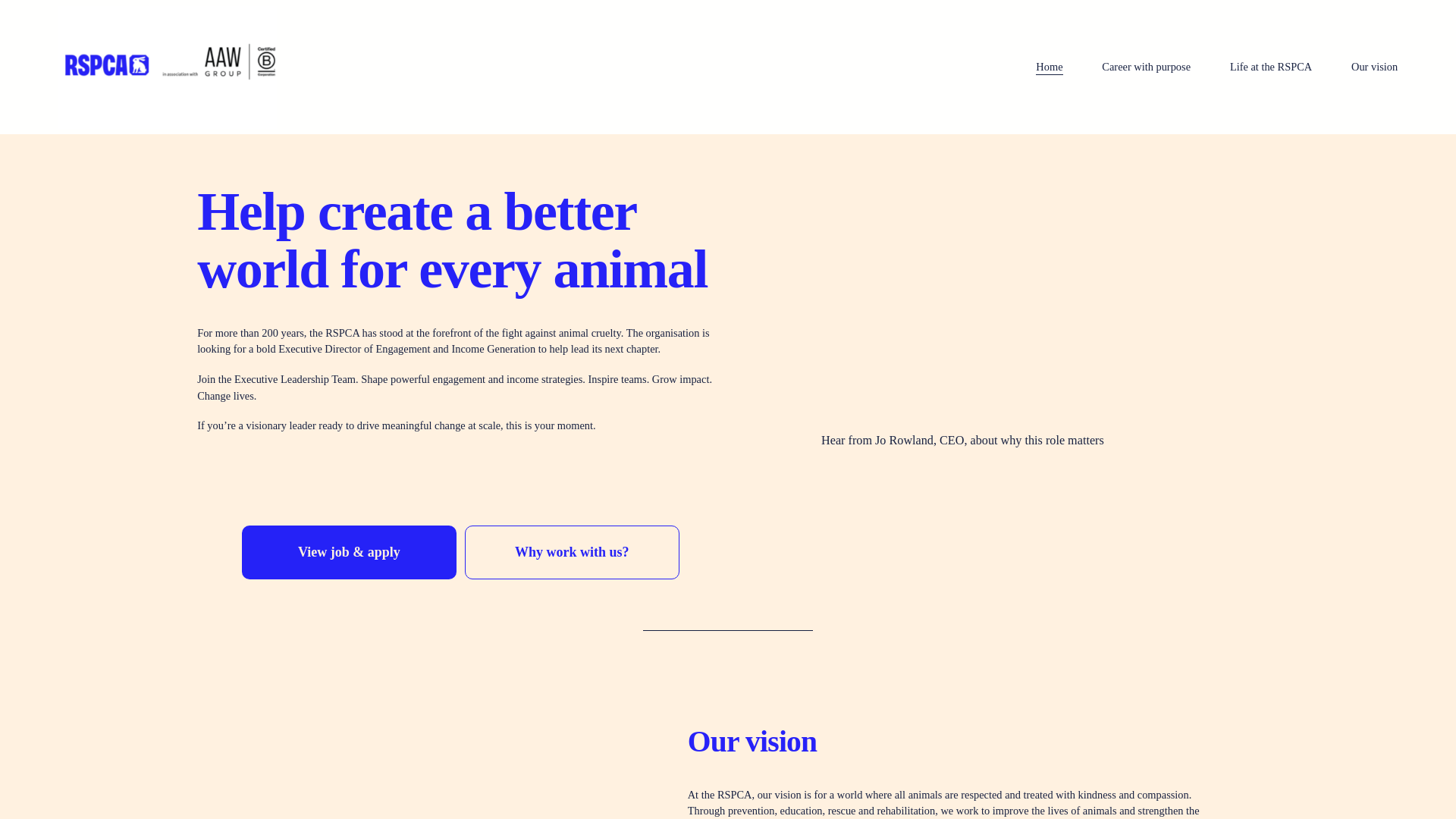 website screenshot of https://rspcacareers.org.uk/