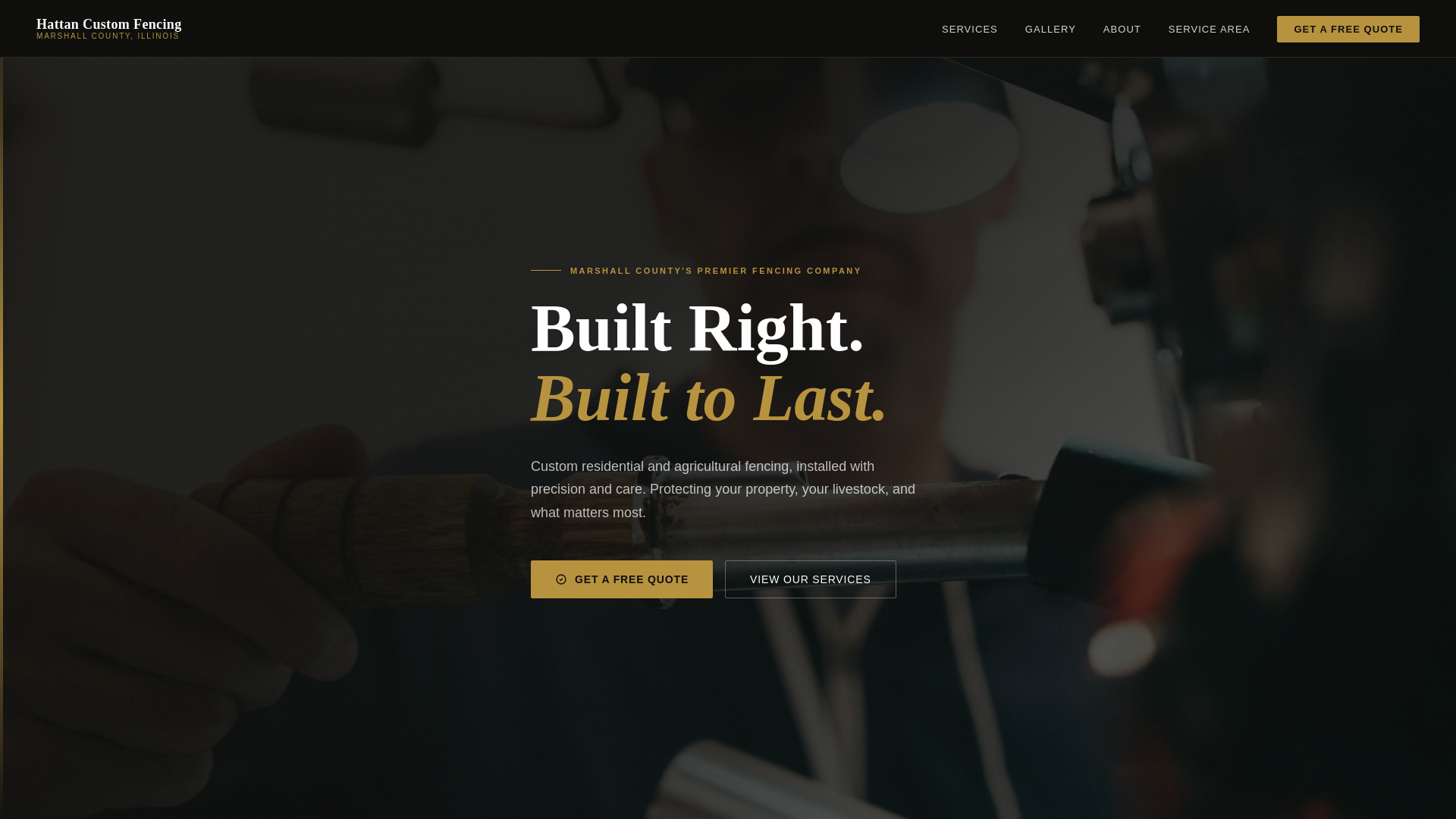 website screenshot of https://hattancustomfencing.com