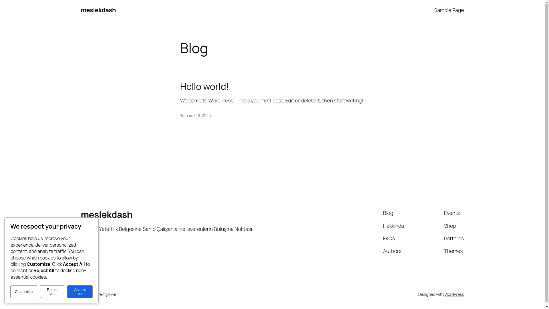 website screenshot of https://meslekdash.com.tr/
