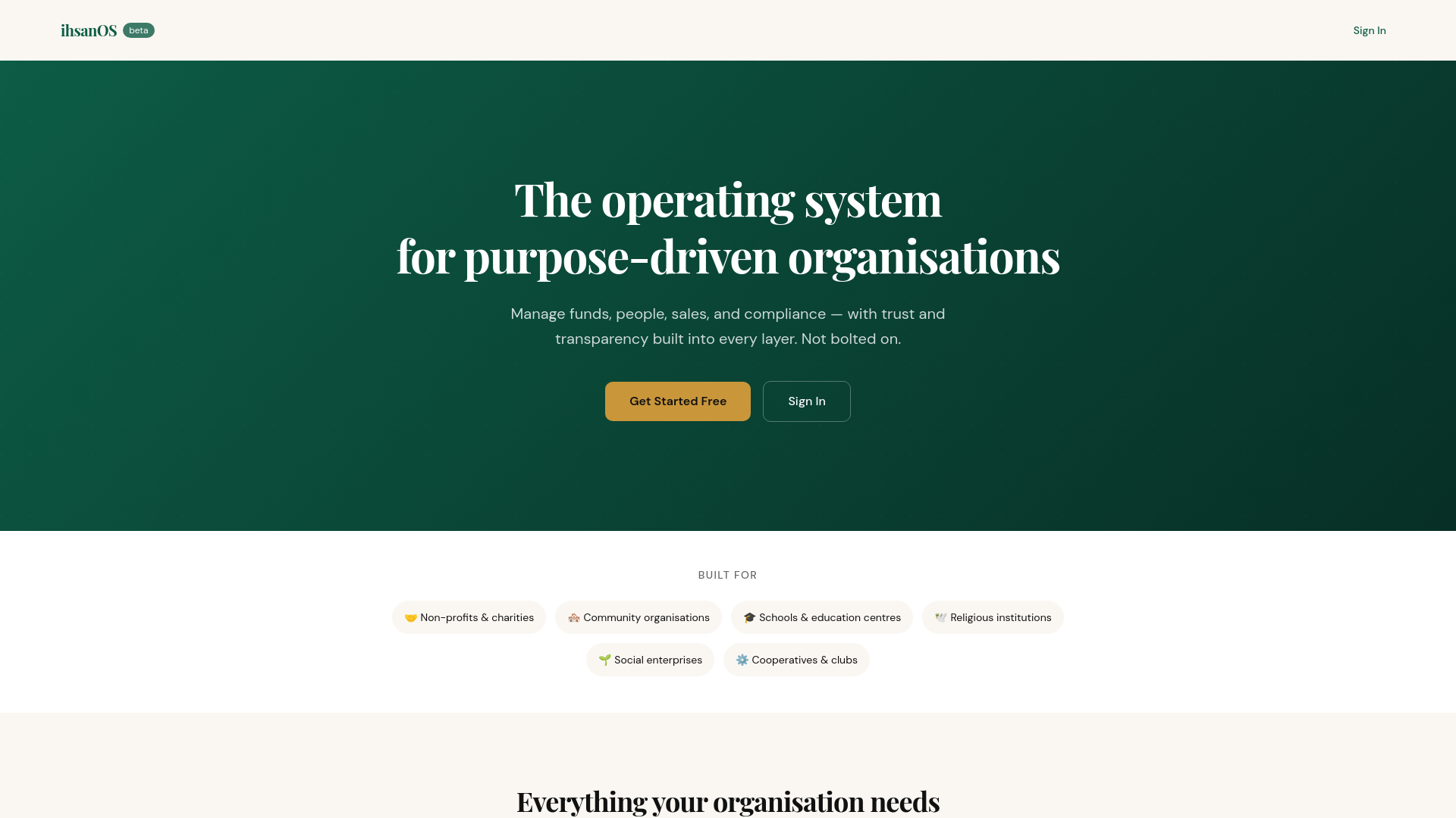 website screenshot of https://ihsanos.com/