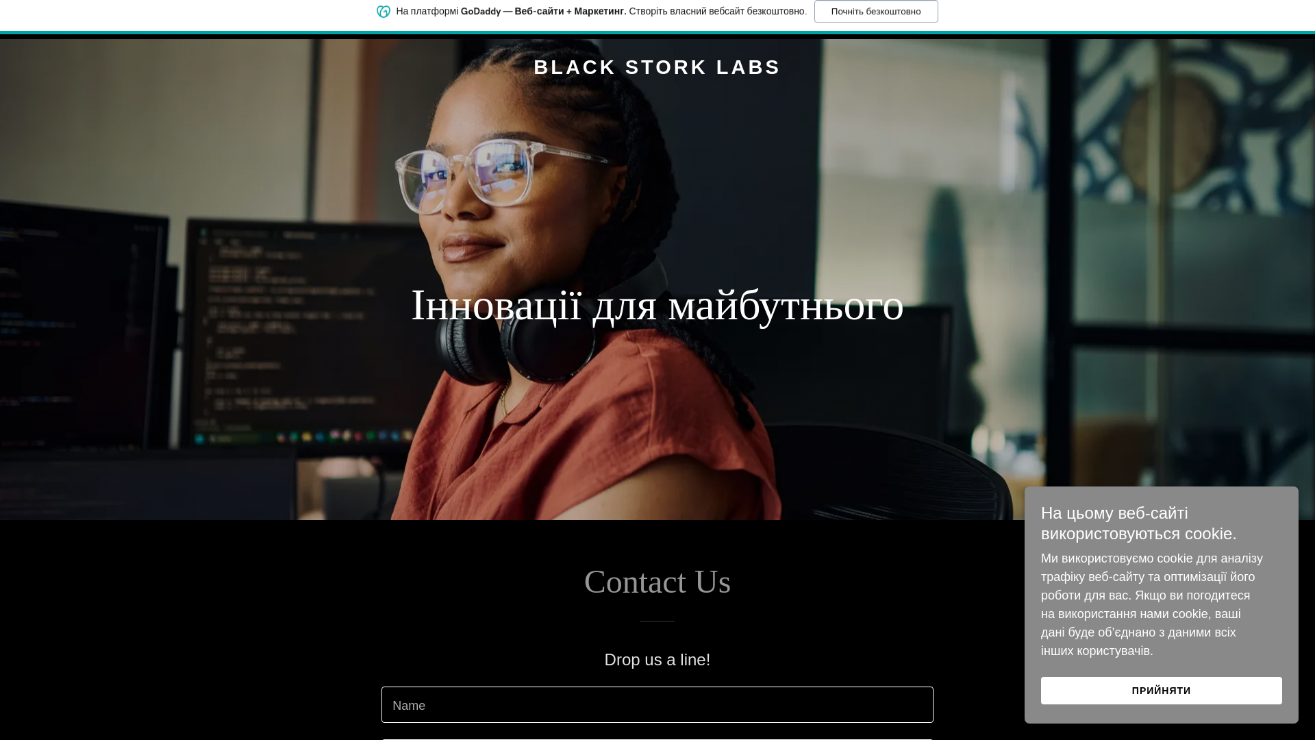 website screenshot of https://blackstorklabs.com/