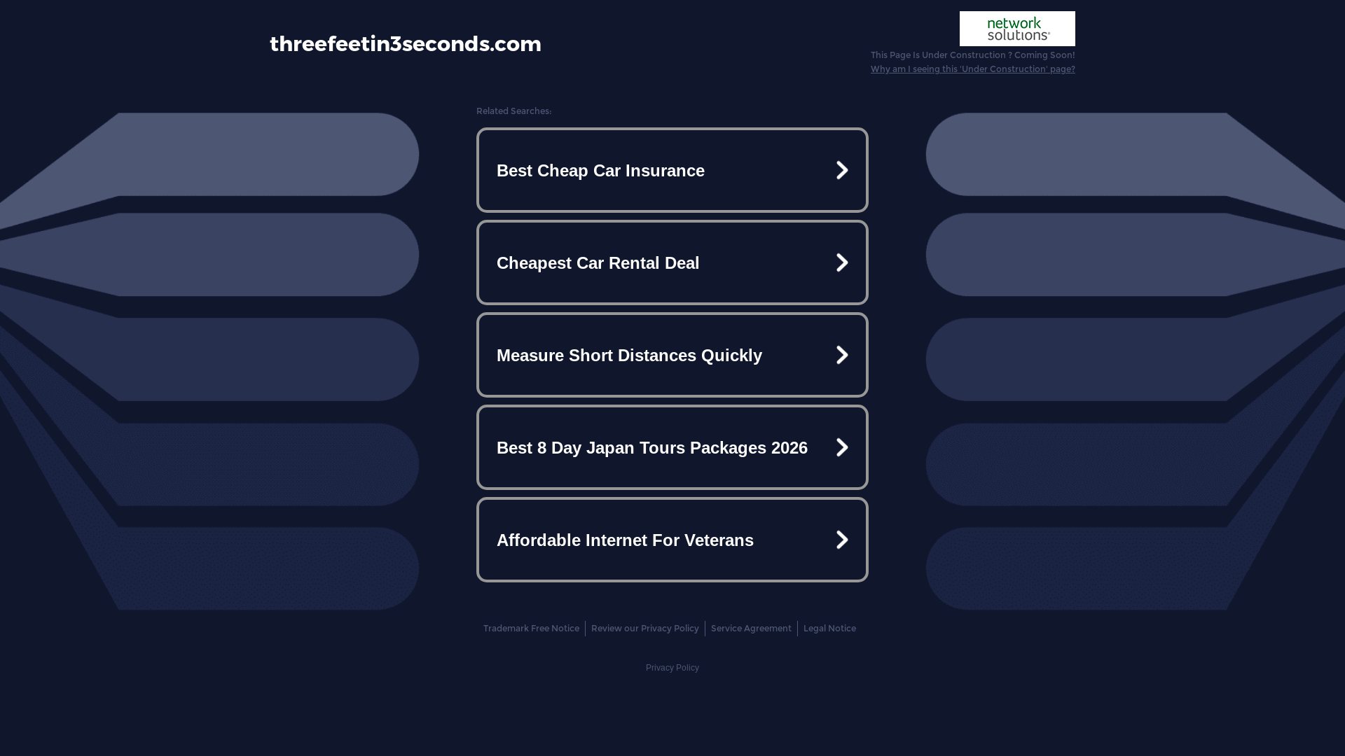 website screenshot of https://threefeetin3seconds.com/