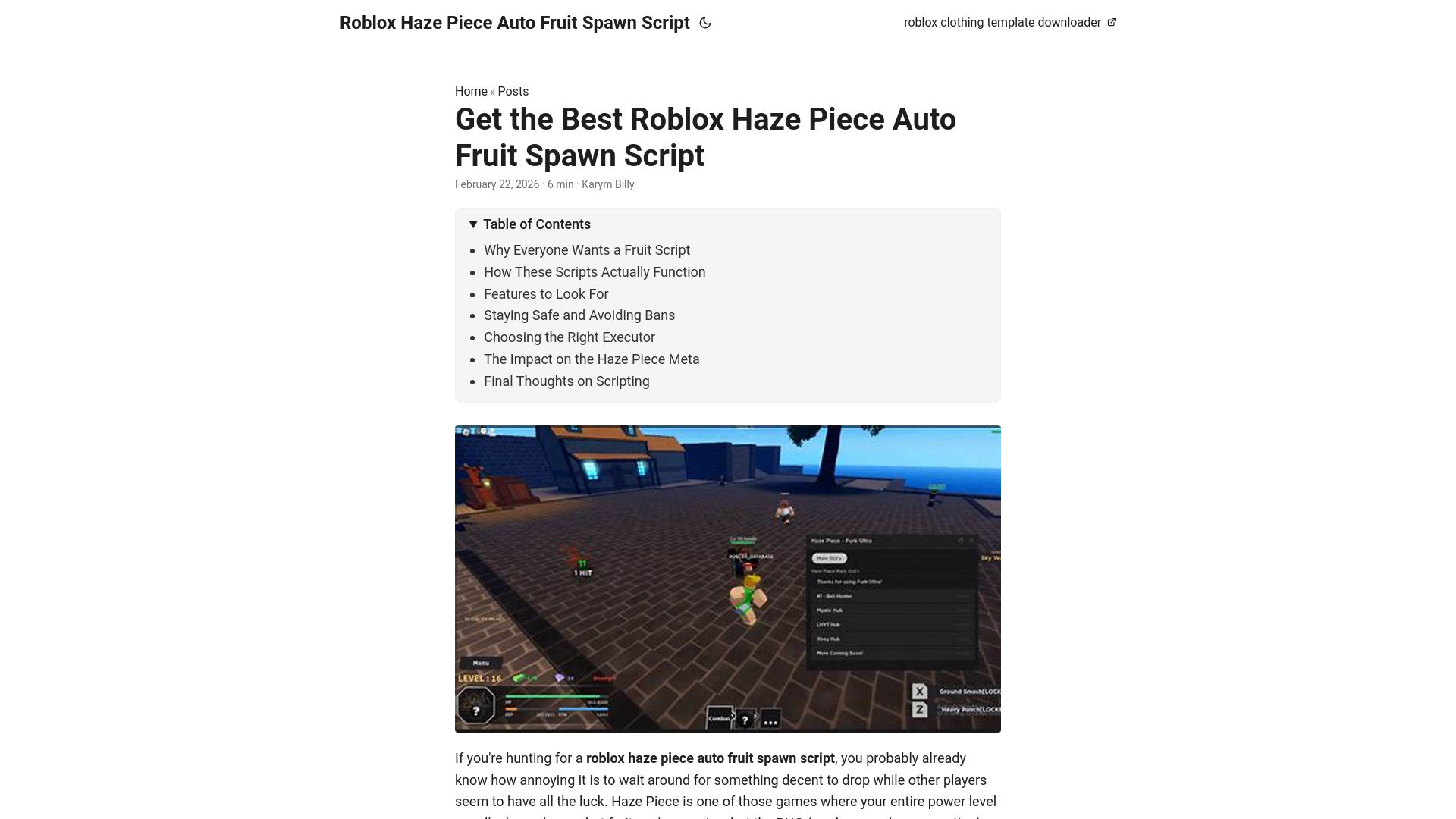 website screenshot of https://roblox-haze-piece-auto-fruit-spawn-script.pages.dev/