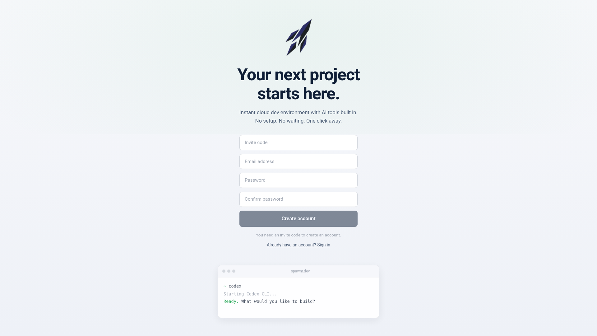 website screenshot of https://spawnr-frontend.pages.dev/