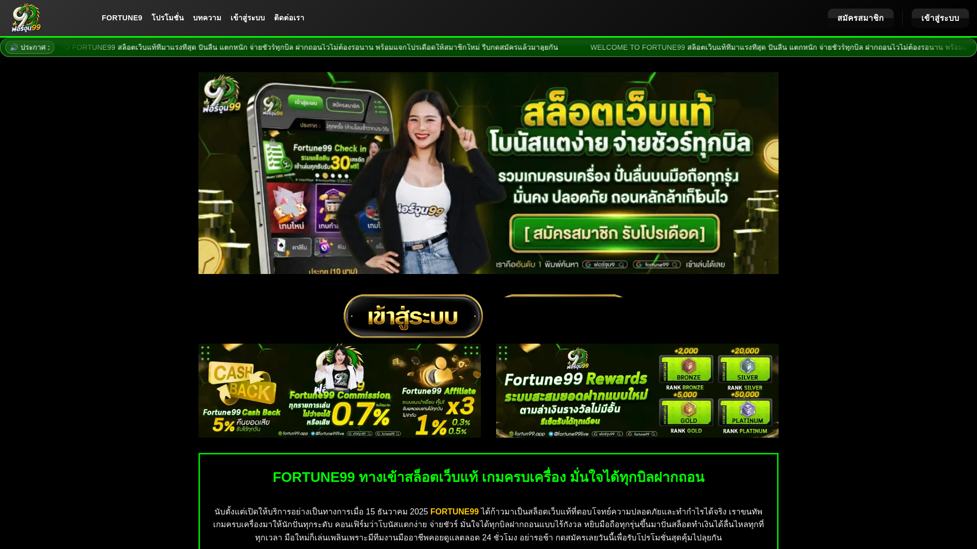 website screenshot of https://fortune-99.co/