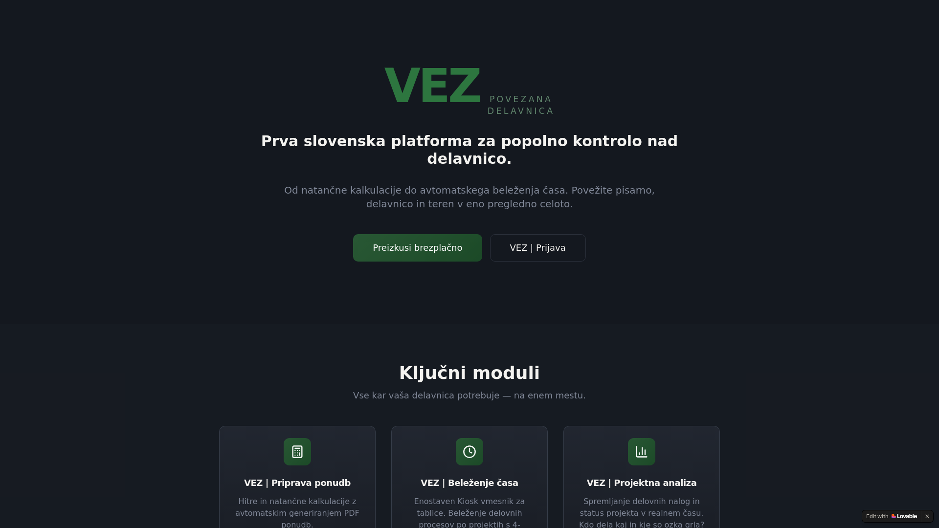website screenshot of https://vez-app.com/