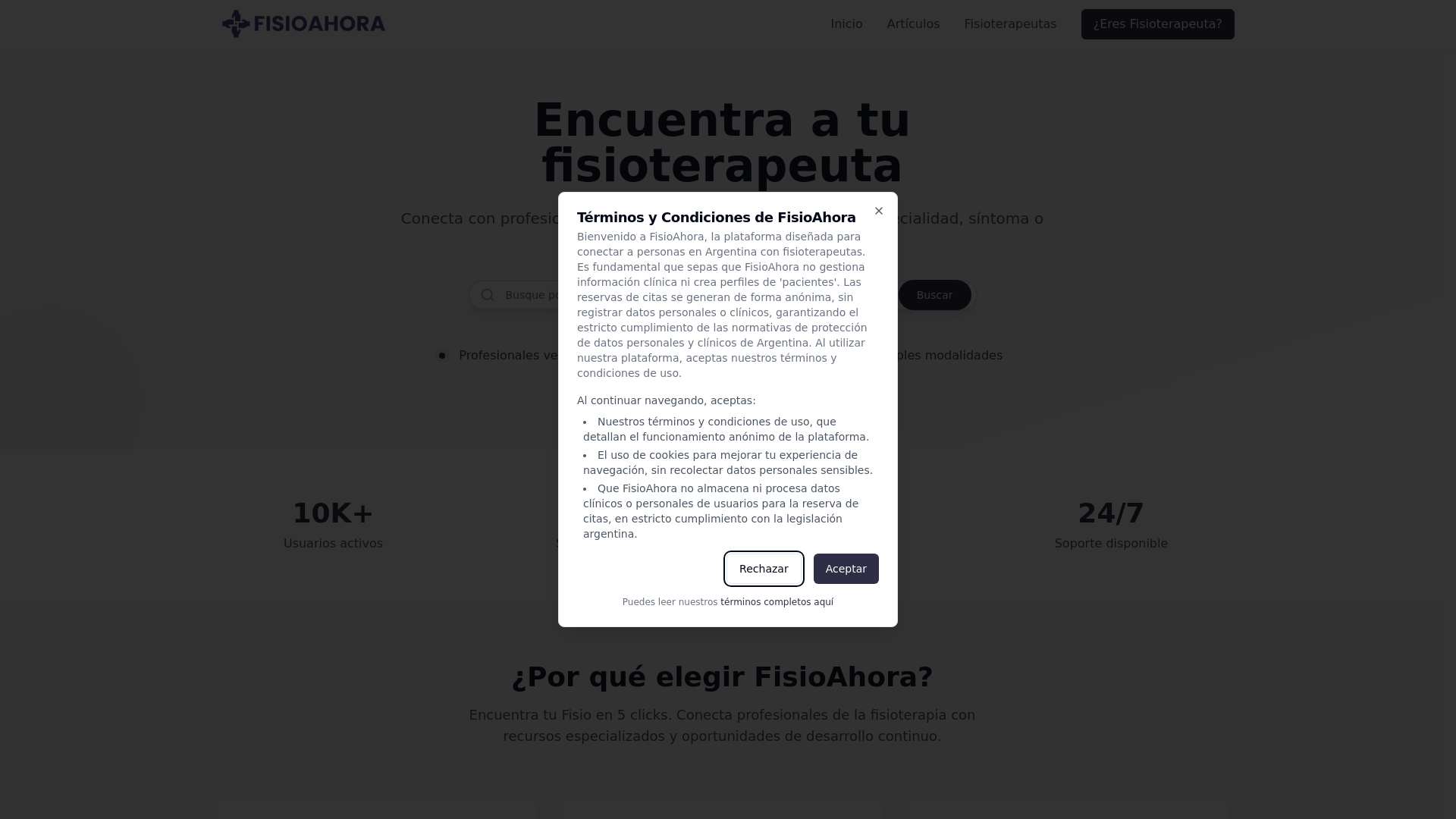 website screenshot of https://p-fisioahora.pages.dev/