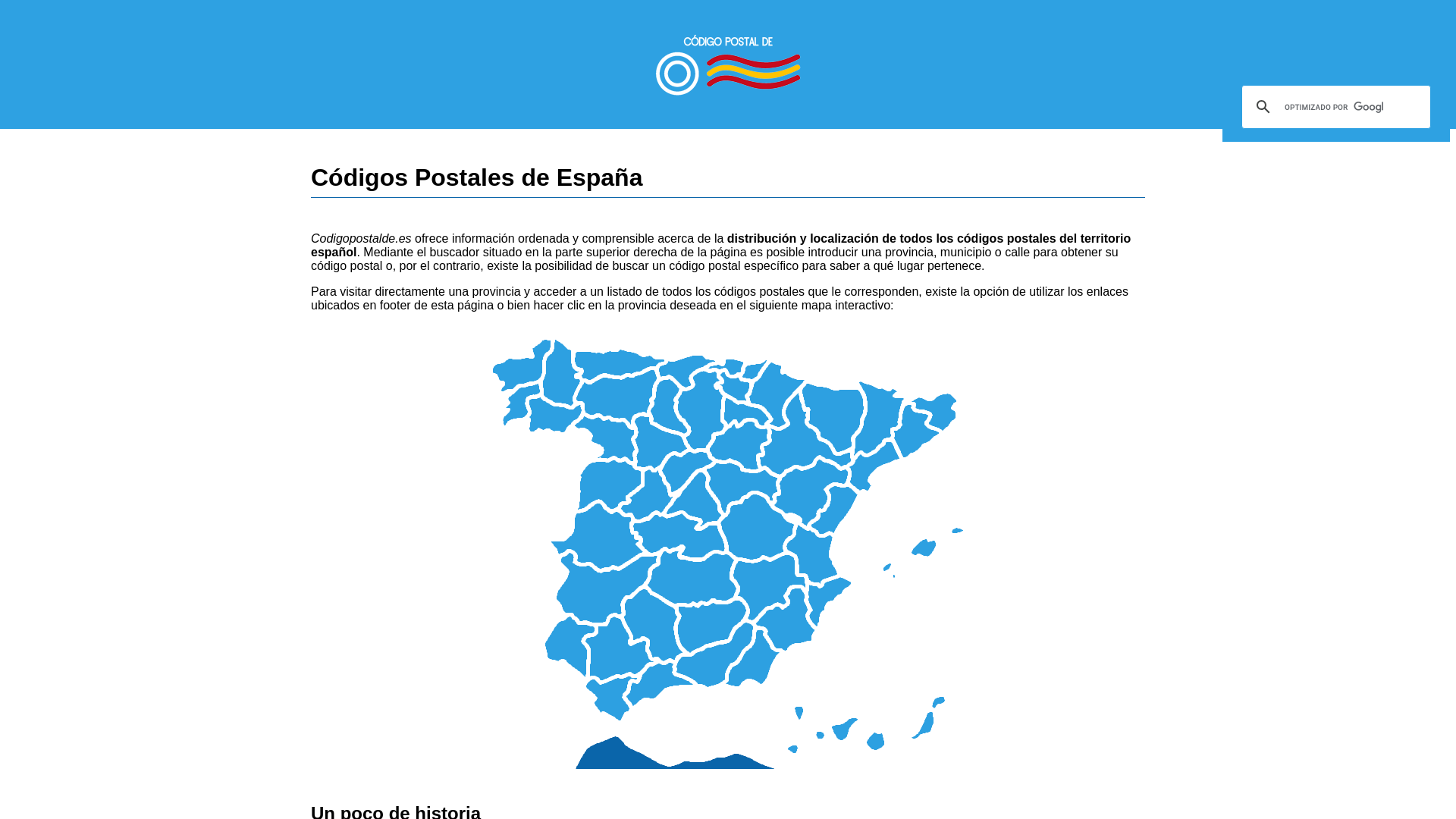 website screenshot of https://codigopostalde.es