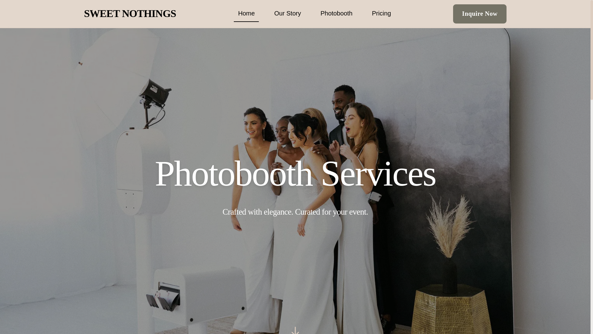 website screenshot of https://sweetnothingsphotobooth.com/