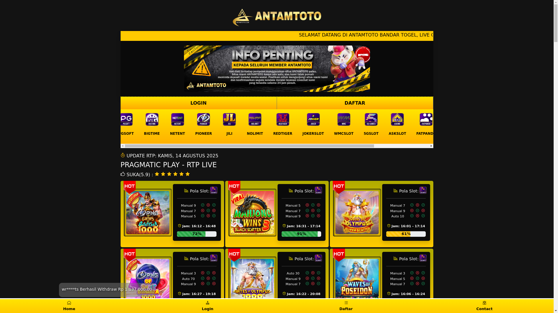website screenshot of https://antamtoto-rtp-resmi-terbaru-hari-ini.pages.dev/