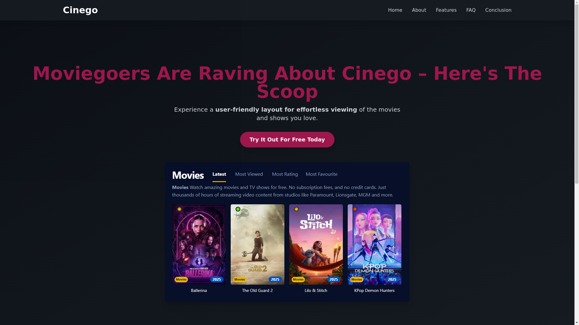website screenshot of https://cinego-yz0i.pages.dev/