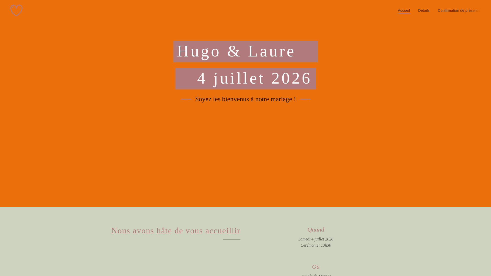 website screenshot of https://hugoetlaure.ch/