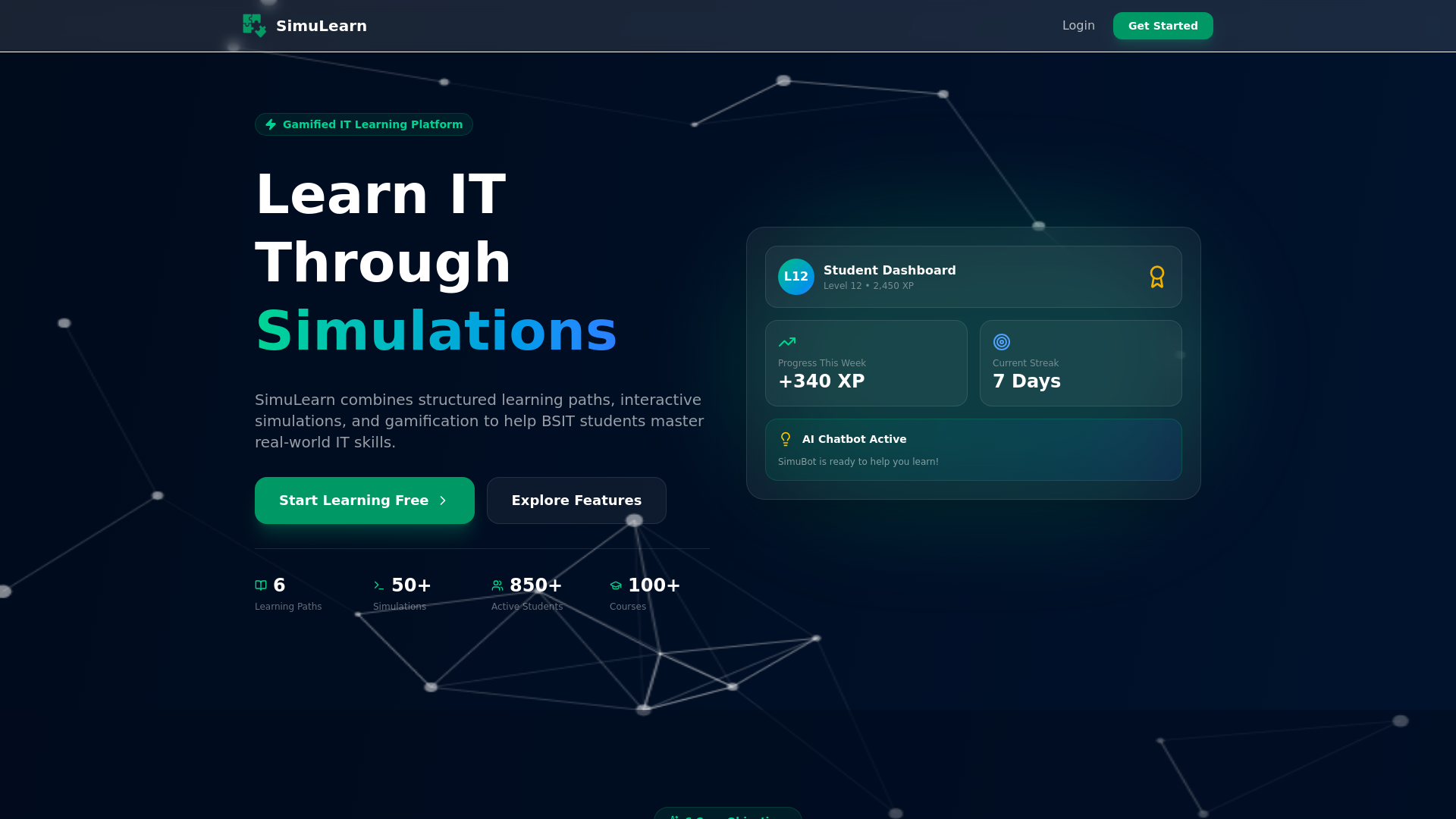 website screenshot of https://simulearn-it-platform.online/