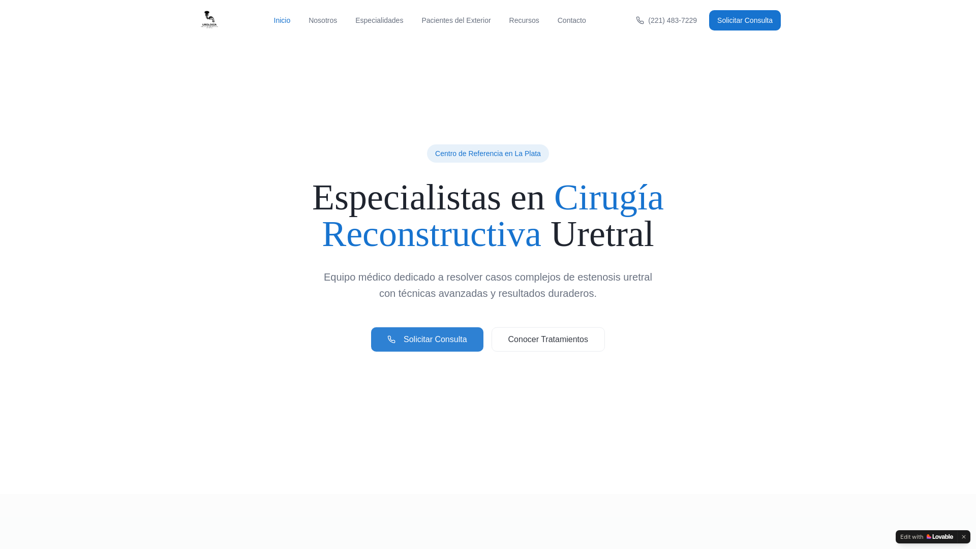 website screenshot of https://uroreconstructivalp.com/