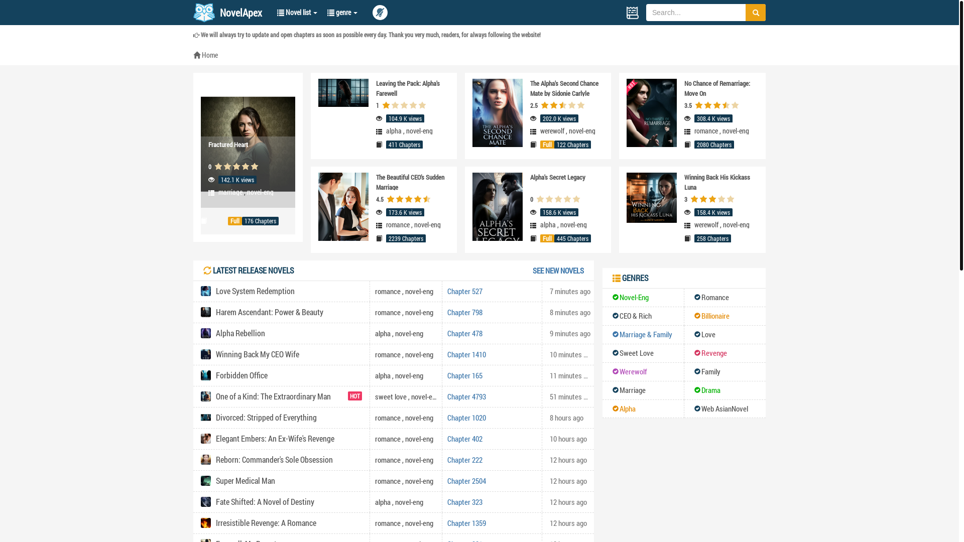 website screenshot of https://novelapex.com/
