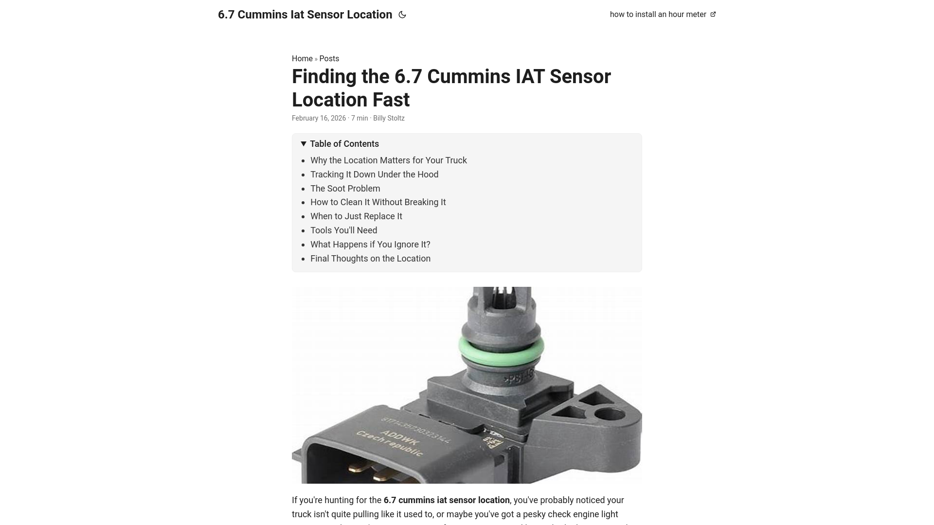 website screenshot of https://67-cummins-iat-sensor-location.pages.dev/
