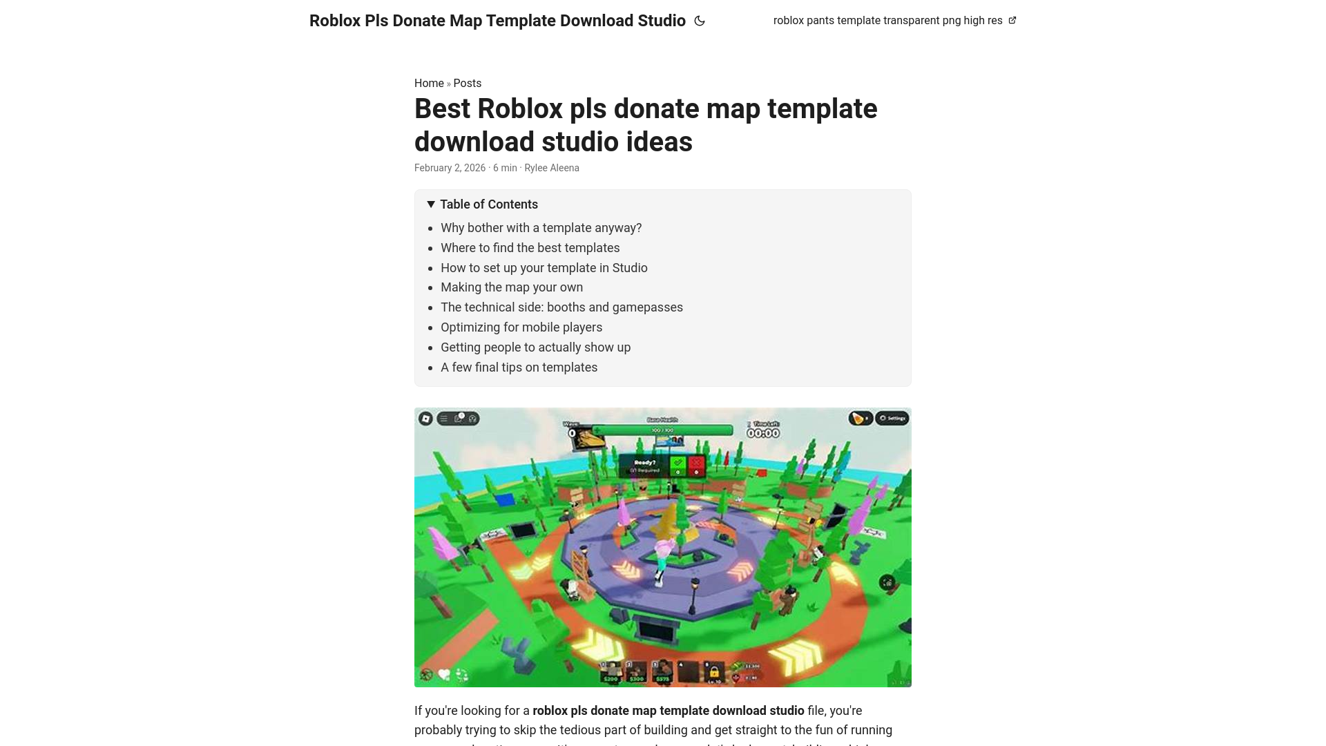 website screenshot of https://roblox-pls-donate-map-template-download-studio.pages.dev/