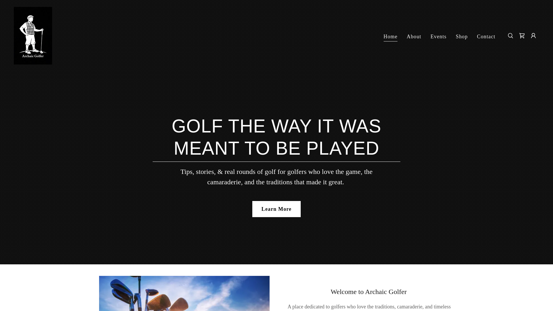 website screenshot of https://archaicgolfer.com/