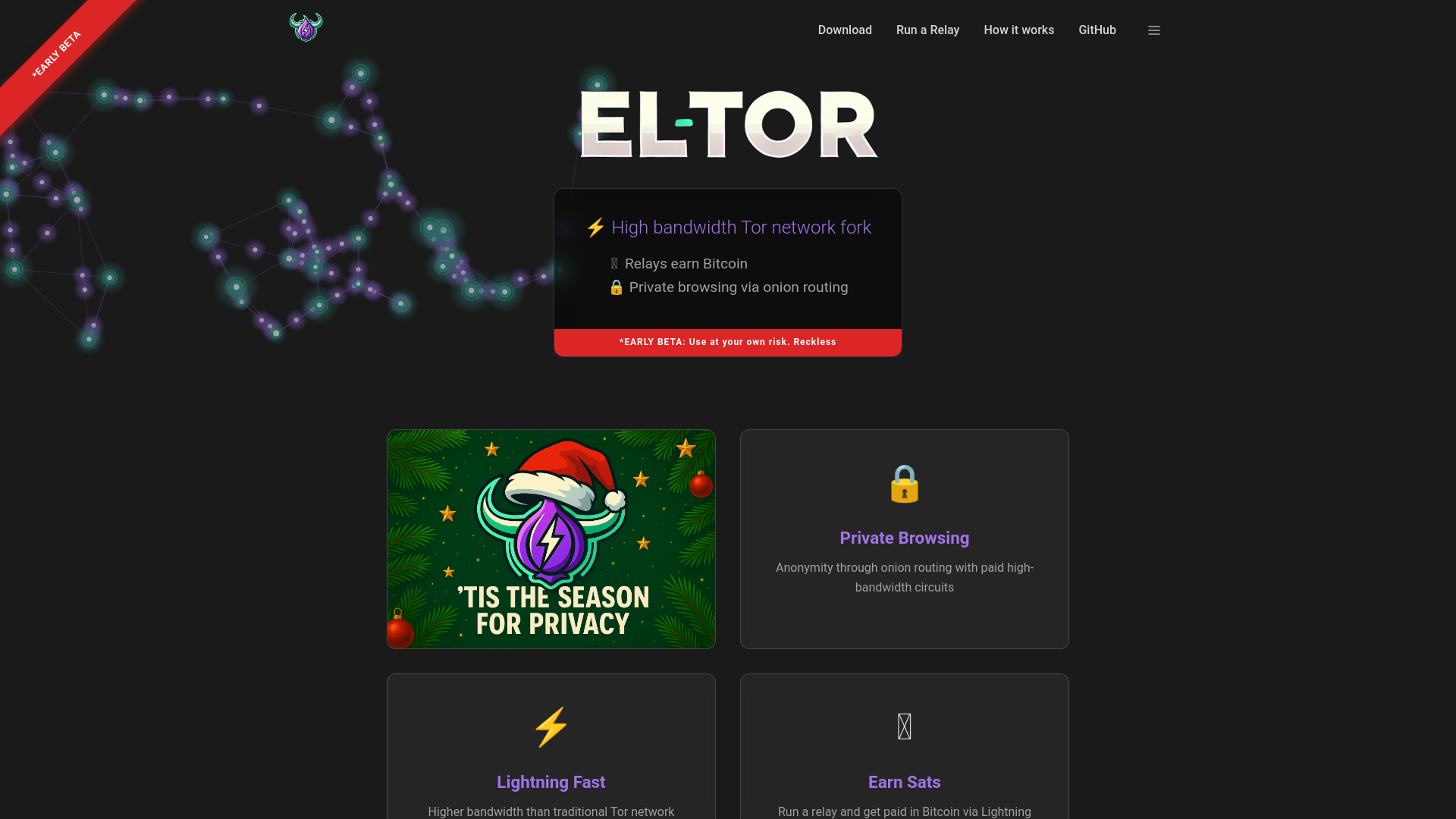 website screenshot of https://eltor.app/