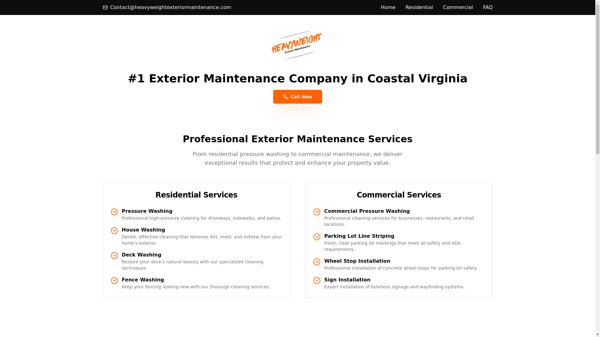 website screenshot of https://heavyweightexterior.com/
