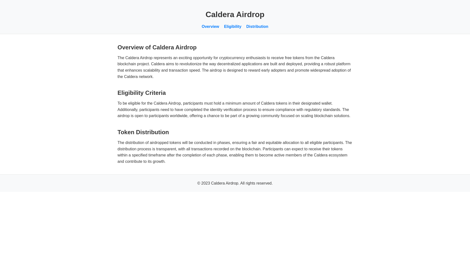 website screenshot of https://airdropcaldera.live/