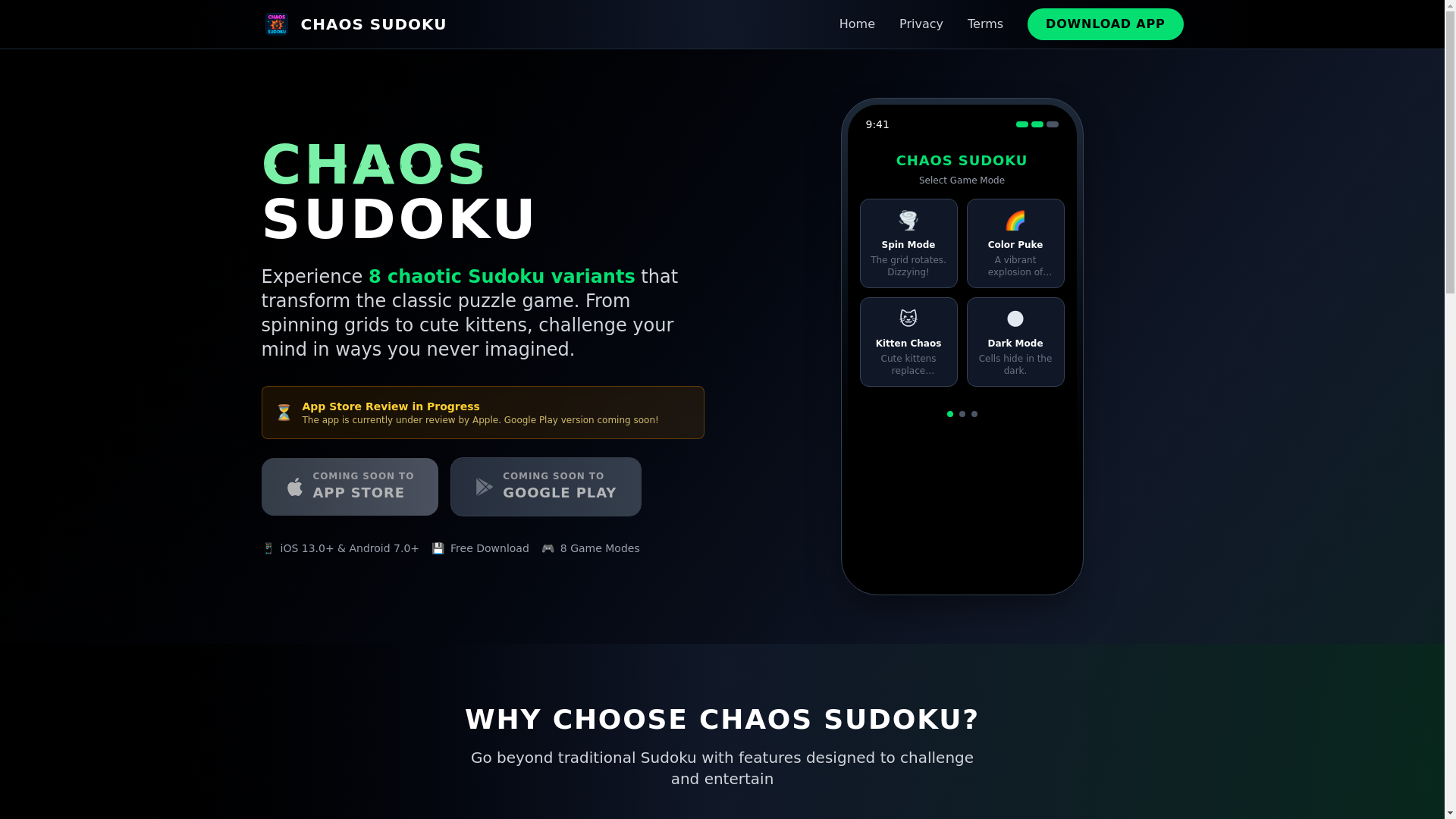 website screenshot of https://chaossudoku.pages.dev/