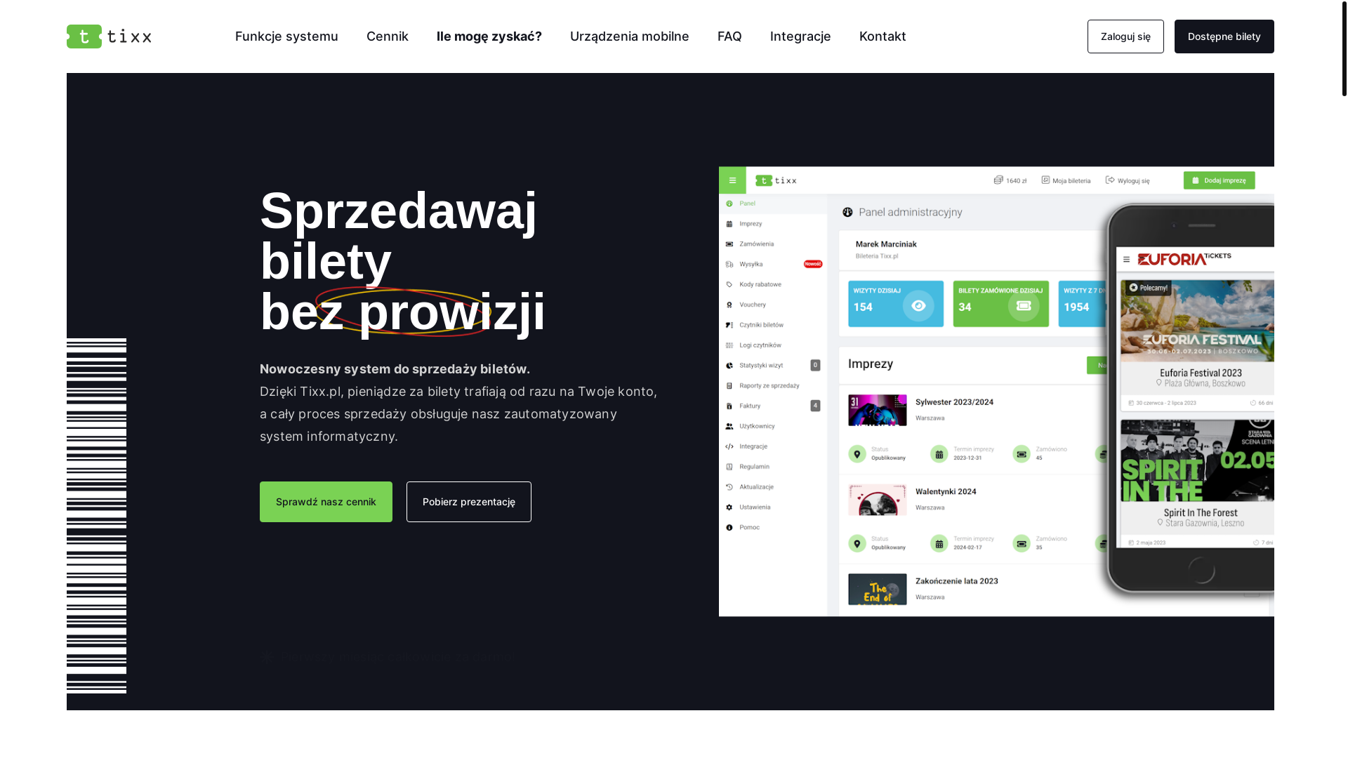 website screenshot of https://tixx.pl/