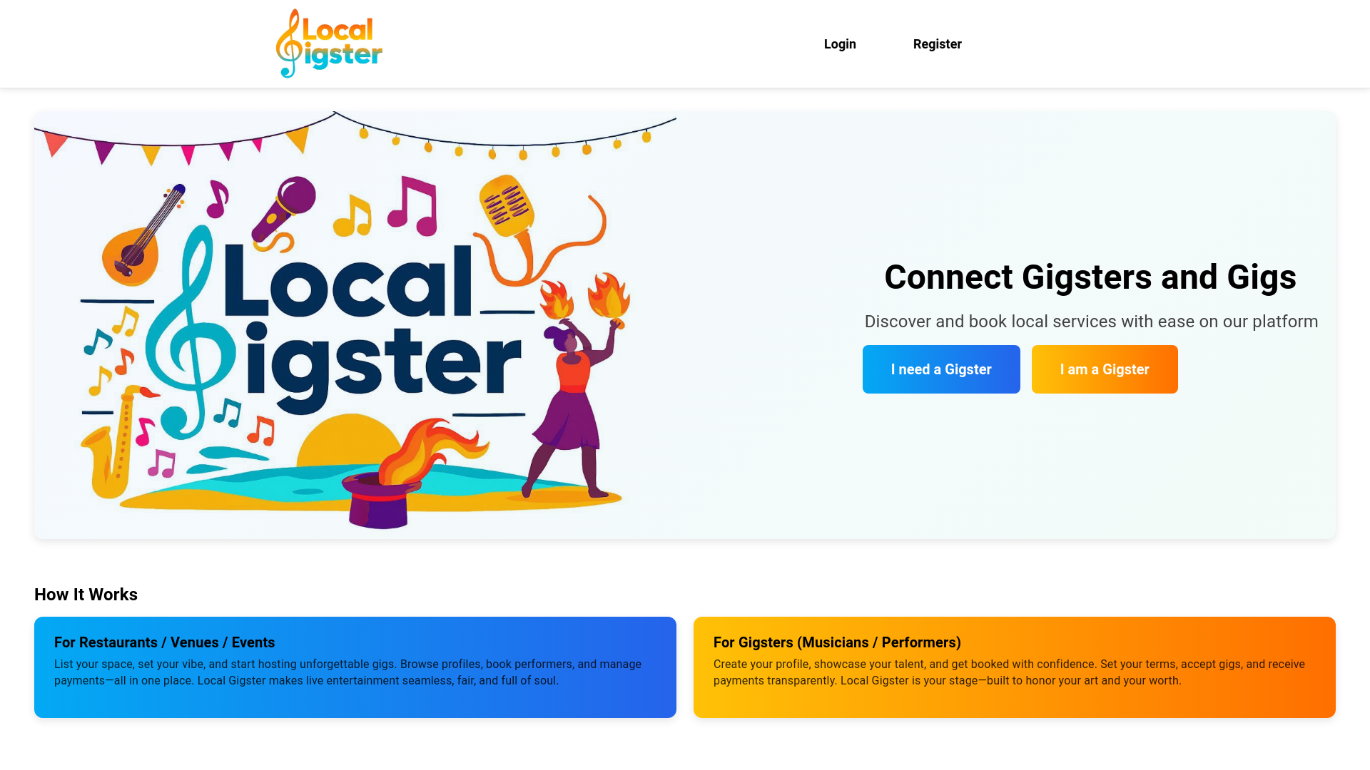 website screenshot of https://localgigsterproduction.pages.dev/