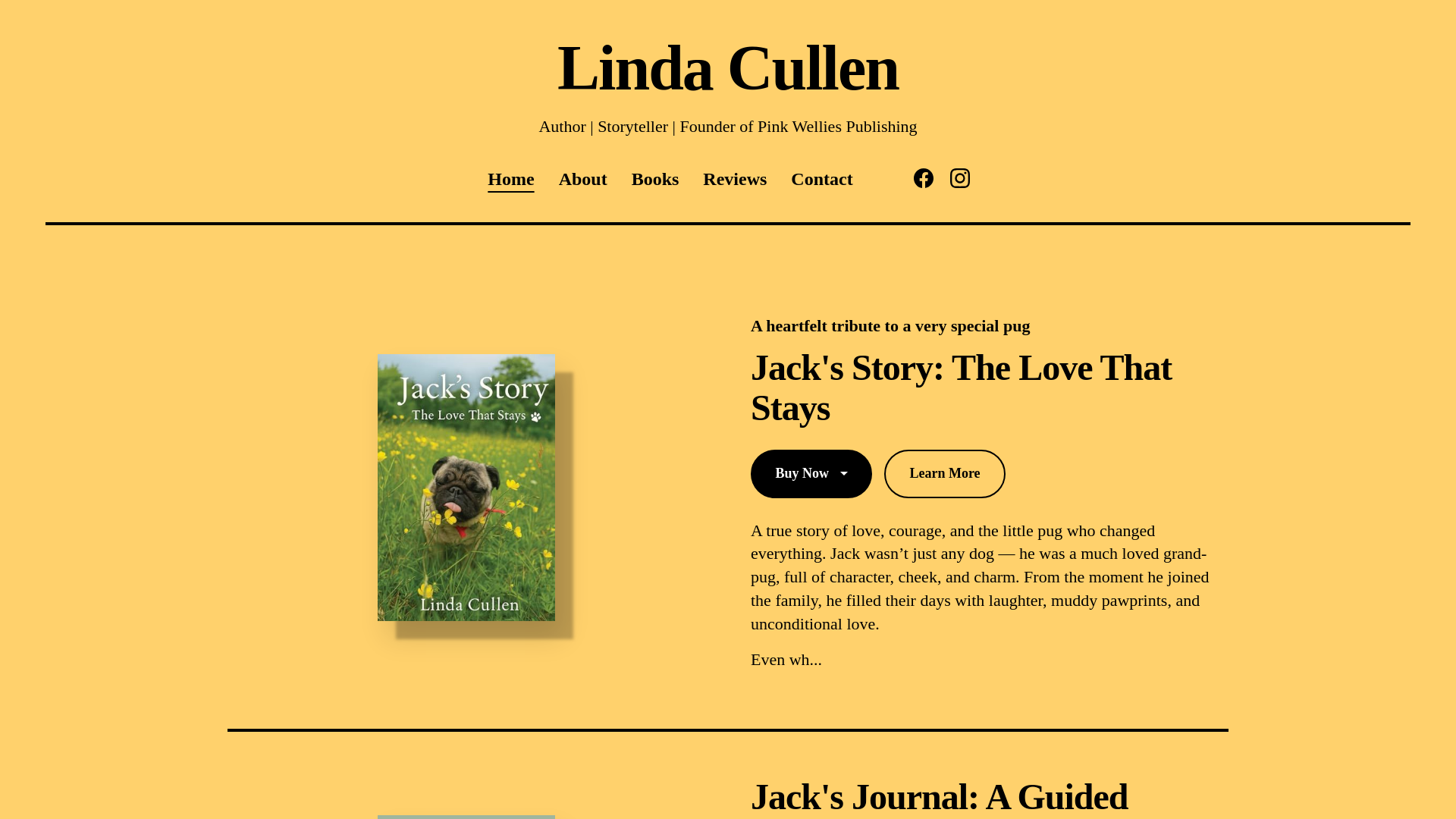 website screenshot of https://lindacullenbooks.com/